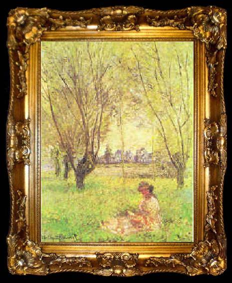 framed  Claude Monet Woman Seated Under the Willows, ta009-2